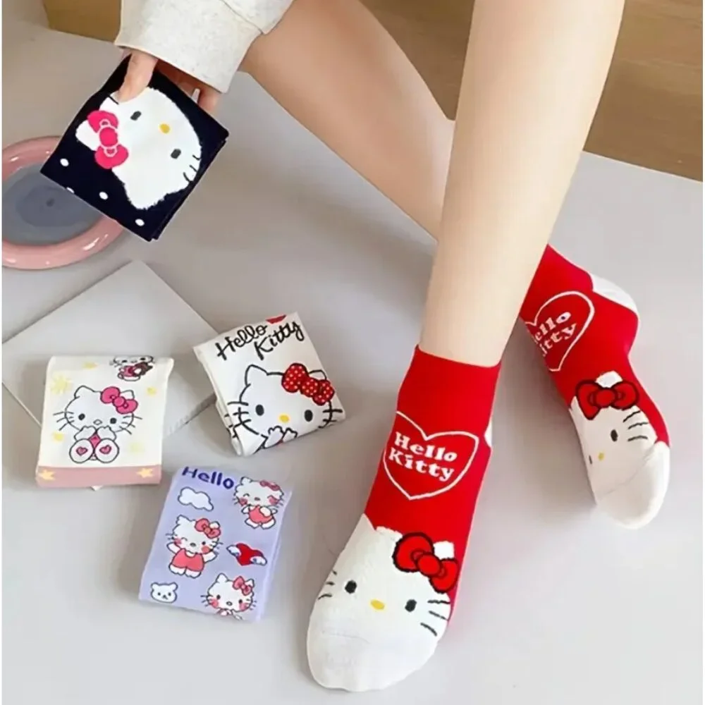 5 Pairs Hello Kitty Women’s Ankle Socks – Cute & Colorful Cartoon Socks One Size - Picture 3 of 3